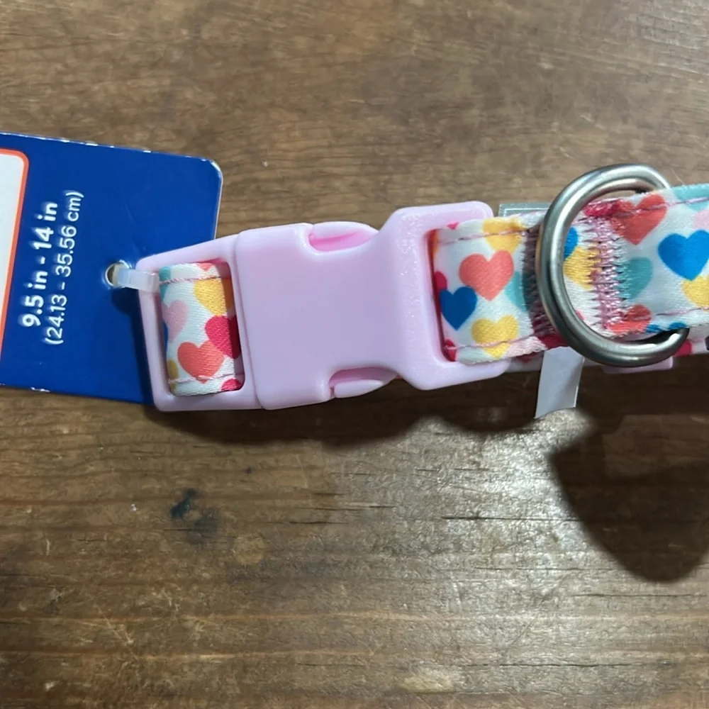 Top Paw Pink Heart Dog Collar with Bow Size Small